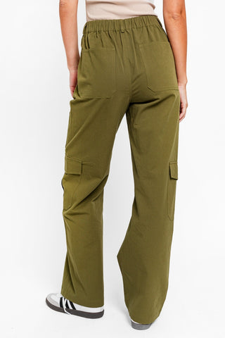 Le Lis High Waisted Wide Leg Cargo Pants with Pockets Trendsi