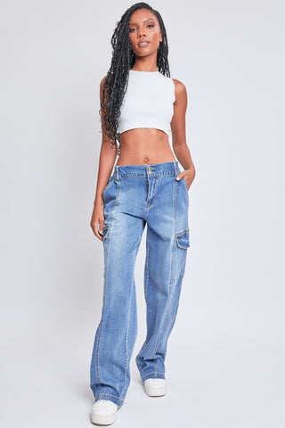 YMI Jeanswear High-Rise Straight Cargo Jeans Trendsi