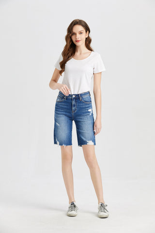 BAYEAS Full Size Super High Rise Denim Bermuda Shorts Trendsi