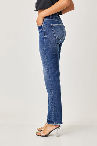 RISEN Mid Rise Slim Straight Jeans Trendsi