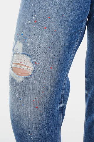 BAYEAS Full Size High Waist Distressed Paint Splatter Pattern Jeans Trendsi