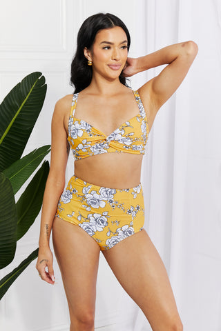 Marina West Swim Take A Dip Twist High-Rise Bikini in Mustard Trendsi