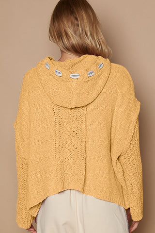 POL Cable Knit Hooded Chenille Sweater Trendsi