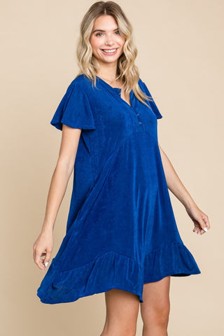 Culture Code Full Size Short Sleeve Ruffled Asymmetric Hem Dress Trendsi