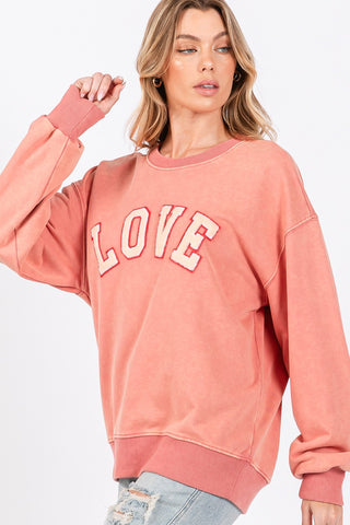 SAGE + FIG LOVE Path Applique Drop Shoulder Sweatshirt Trendsi