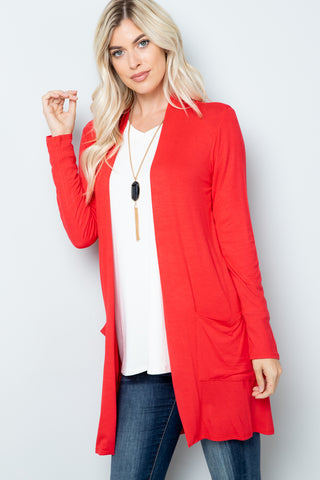 Celeste Full Size Open Front Cardigan with Pockets Trendsi