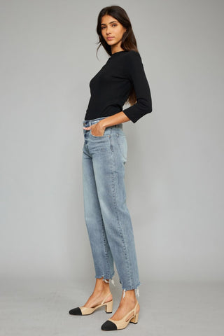 Kancan High Waist Raw Hem Cropped Wide Leg Jeans Trendsi