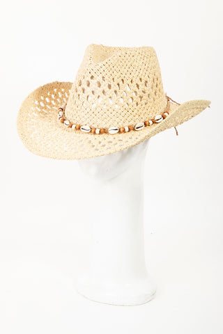 Fame Cowrie Shell Beaded String Straw Hat Trendsi