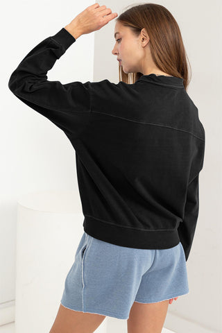 HYFVE Half Zip Drop Shoulder Sweatshirt Trendsi