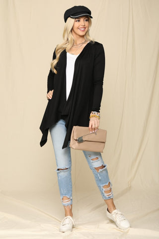 Celeste Full Size Open Front Knit Cardigan Trendsi