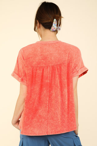 VERY J Nochted Short Sleeve Washed T-Shirt Trendsi