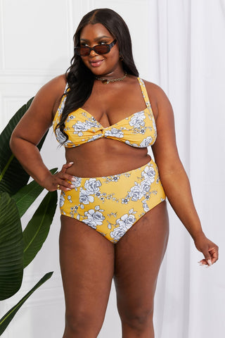 Marina West Swim Take A Dip Twist High-Rise Bikini in Mustard Trendsi