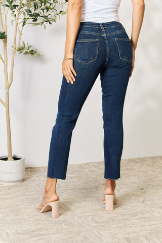 BAYEAS Full Size Raw Hem Straight Jeans Trendsi