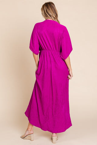 BOMBOM Surplice Maxi Dress with Pockets Trendsi