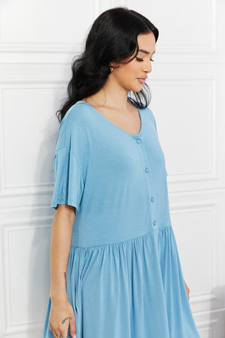 Yelete Full Size Oh Sweet Spring Button Up Flare Dress Trendsi