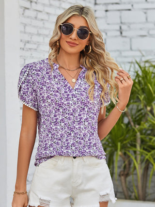 Mandy Floral Notched Neck Blouse Trendsi