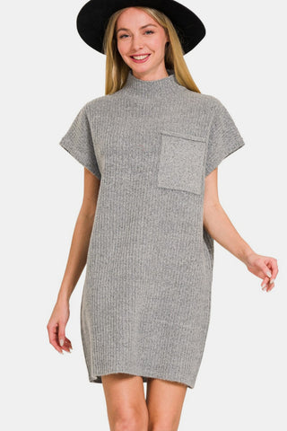 Zenana Short Sleeve Sweater Mini Dress Trendsi