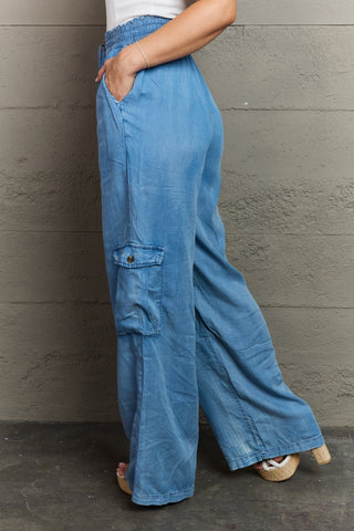 GeeGee Out Of Site Full Size Denim Cargo Pants Trendsi