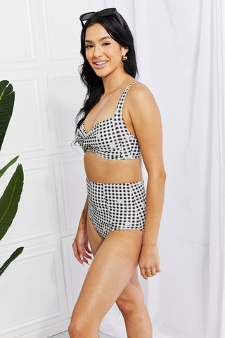 Marina West Swim Take A Dip Twist High-Rise Bikini in Black Trendsi