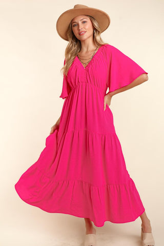 Haptics Tiered Babydoll Maxi Dress with Side Pocket Trendsi