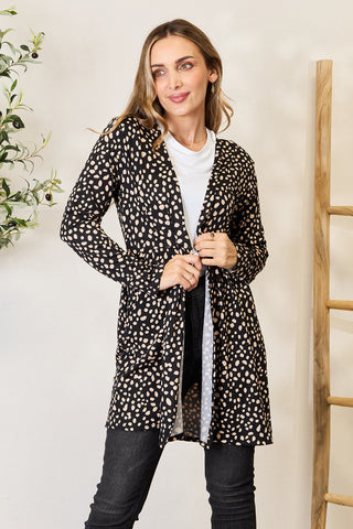 Heimish Full Size Printed Open Front Cardigan Trendsi