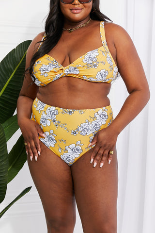 Marina West Swim Take A Dip Twist High-Rise Bikini in Mustard Trendsi