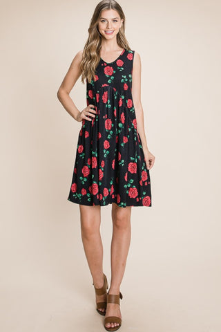 BOMBOM Floral Ruched Tank Dress Trendsi