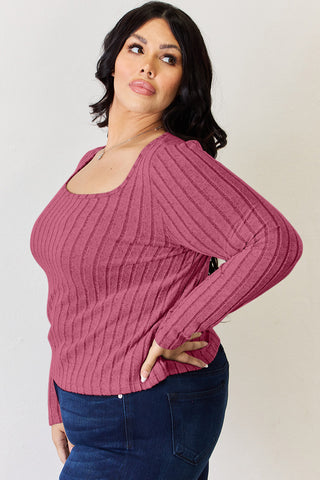 Basic Bae Full Size Ribbed Long Sleeve T-Shirt Trendsi