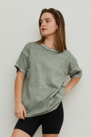 THE BLANK LAB Exposed Seam Short Sleeve T-Shirt Trendsi