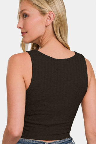 Zenana Ribbed Cropped Tank Trendsi