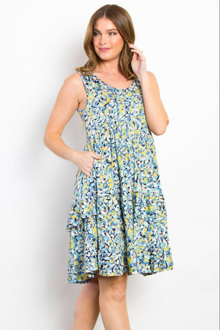 Be Stage Full Size Print Wrinkle Free Ruffled Dress Trendsi