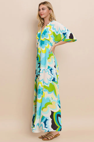 ODDI Floral Printed Slit Maxi Dress Trendsi