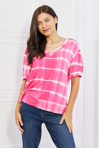 Yelete Full Size Oversized Fit V-Neck Striped Top Trendsi