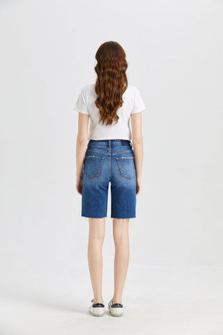 BAYEAS Full Size Super High Rise Denim Bermuda Shorts Trendsi