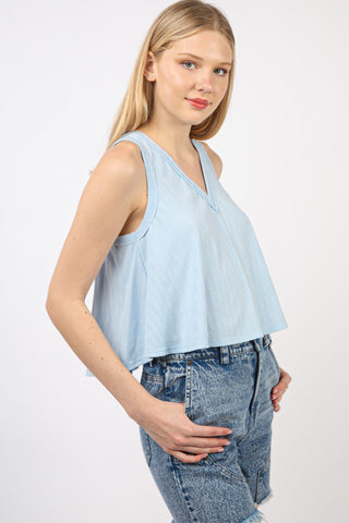 VERY J V-Neck Knit Swing Cropped Tank Trendsi