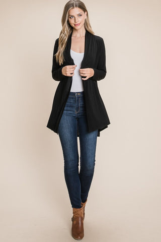 BOMBOM Open Front Long Sleeve Cardigan Trendsi