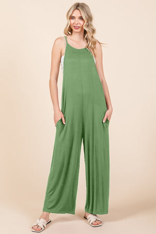 Culture Code Full Size Sleeveless Wide Leg Jumpsuit with Pockets Trendsi