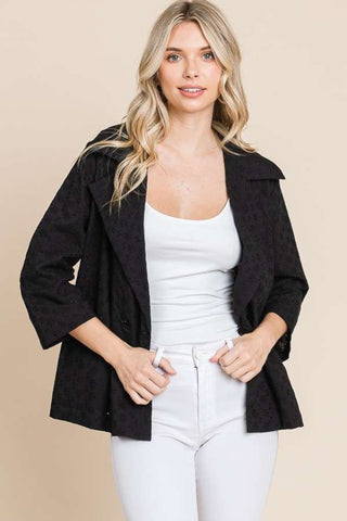 Culture Code Double Breasted Eyelet Jacket with Pockets Trendsi