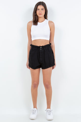 American Bazi High Waist Paper Bag Shorts Trendsi