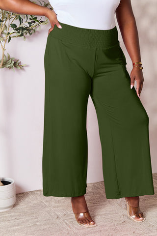 Double Take Full Size Smocked Wide Waistband Wide Leg Pants Trendsi