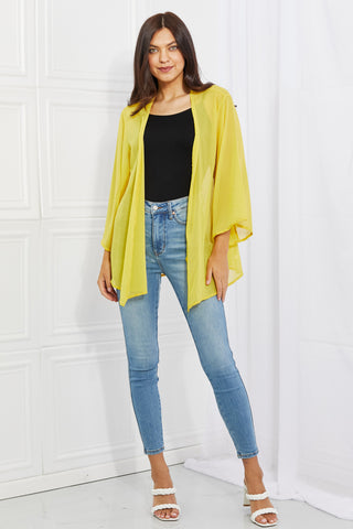 Melody Just Breathe Full Size Chiffon Kimono in Yellow Trendsi