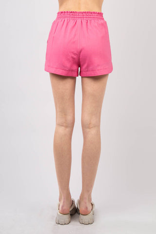 VERY J Drawstring Elastic Waist Linen Shorts Trendsi