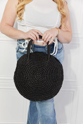 Justin Taylor Beach Date Straw Rattan Handbag in Black Trendsi