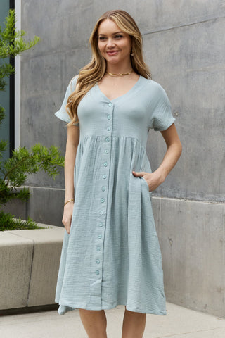 Sweet Lovely By Jen Full Size Button Down Midi Dress Trendsi