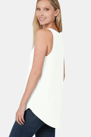 Zenana Round Neck Curved Hem Tank Trendsi