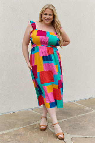 And The Why Multicolored Square Print Summer Dress Trendsi