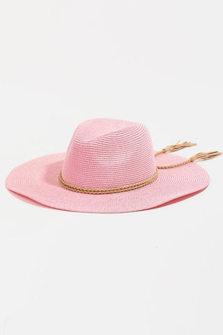 Fame Straw Braided Rope Strap Fedora Hat Trendsi