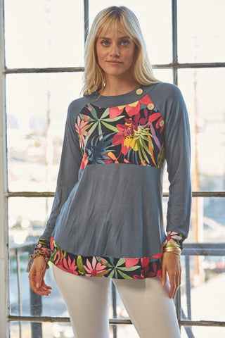 Celeste Full Size Tropical Print Long Sleeve T-Shirt Trendsi