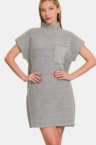 Zenana Short Sleeve Sweater Mini Dress Trendsi