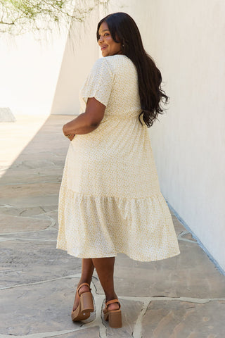 HEYSON Spring Baby Full Size Kimono Sleeve Midi Dress in Cream Trendsi